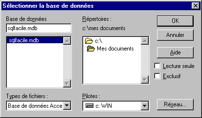 Selection de la base de données