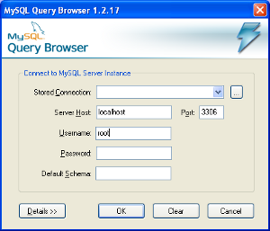 MySQL Query Browser: Connexion
